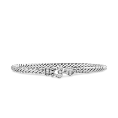 David Yurman Cable Flex Buckle Bracelet in Sterling Silver with Diamonds, 4mm 1