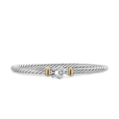David Yurman Cable Flex Buckle Bracelet in Sterling Silver with 14K Yellow Gold, 4mm 1