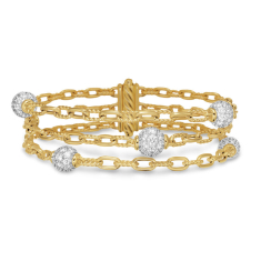 David Yurman DY Madison Pave Bead Multi Row Chain Bracelet in 18K Yellow Gold with Diamonds, 15mm 1