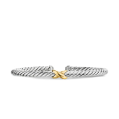 David Yurman Cable Flex X Station Bracelet in Sterling Silver with 14K Yellow Gold, 4mm 1