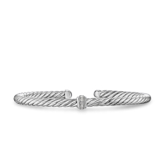 David Yurman Cable Flex Station Bracelet in Sterling Silver with Diamonds, 4mm 1