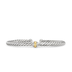 David Yurman Cable Flex Station Bracelet in Sterling Silver with 14K Yellow Gold, 4mm 1