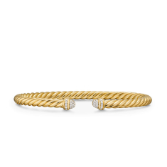 David Yurman Cablespira Flex Bracelet in 18K Yellow Gold with Diamonds, 4mm 1