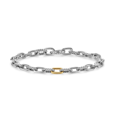 Men's David Yurman DY Madison Chain Bracelet in Sterling Silver with 18K Yellow Gold, 6mm 1