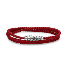 Men's David Yurman Chevron Triple Wrap Bracelet in Red Leather with Sterling Silver, 3mm 1