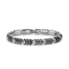Men's David Yurman Chevron Link Bracelet in Sterling Silver with Black Diamonds, 7.6mm 1