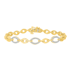 1/4ctw Diamond 10k Yellow Gold Oval Link Bracelet 1
