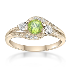 Three-Stone Peridot and White Topaz Gold-Plated Ring 1