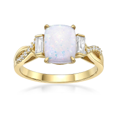 Created Opal and Created White Sapphire Yellow Gold-Plated Ring  1