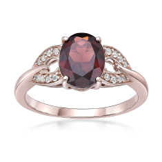 Garnet and White Topaz Rose Gold-Plated Ring  1