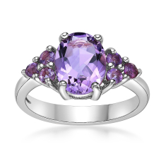 Oval Amethyst Sterling Silver Ring  1
