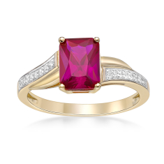 Created Ruby and Created White Sapphire Yellow Gold-Plated Ring 1