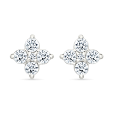1/4ctw Diamond 10k White Gold Floral Stud Earrings 1
