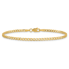 14k Yellow Gold 2.2mm Beveled Curb Chain Bracelet 1