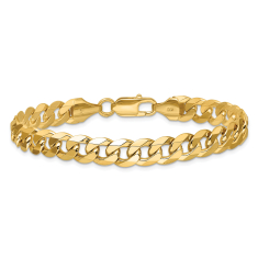 14k Yellow Gold 8.5mm Beveled Curb Chain Bracelet 1