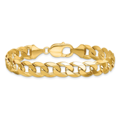 14k Yellow Gold 9.5mm Beveled Curb Chain Bracelet 1