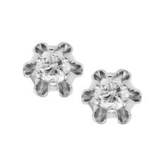 Child's 1/12ctw Diamond 14k White Gold Stud Earrings 1