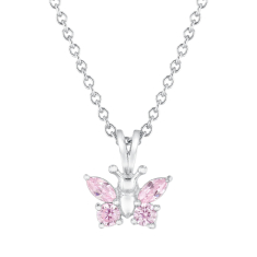 Child's Pink Cubic Zirconia Sterling Silver Pendant Necklace 1