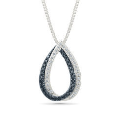 1/4ctw Black Diamond and Diamond Sterling Silver Pendant Necklace 1