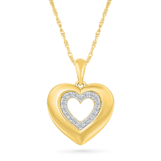 1/10ctw Diamond Heart 10k Yellow Gold Pendant Necklace 1