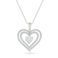 Created White Sapphire Heart Sterling Silver Pendant Necklace 1