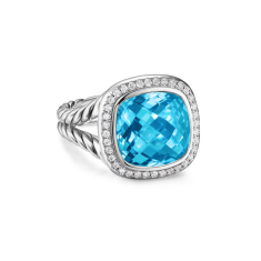 David Yurman Albion Ring in Sterling Silver with Blue Topaz and Diamonds, 11mm 1
