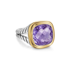 David Yurman Albion Ring in Sterling Silver with 18K Yellow Gold and Amethyst, 11mm 1