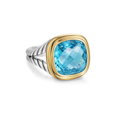 David Yurman Albion Ring in Sterling Silver with 18K Yellow Gold and Blue Topaz, 11mm 1