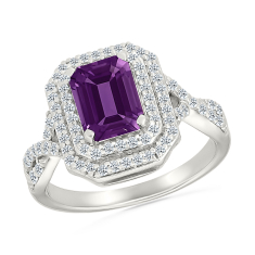 Amethyst and Created White Sapphire Sterling Silver Ring 1
