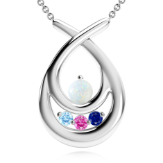 Mother's Custom Birthstone Teardrop Family Necklace (2-4 Gemstones) 1