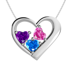 Mother's Heart Custom Birthstone Engravable Family Necklace (2-3 Gemstones) 1