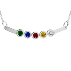 Mother's Custom Birthstone Curved Bar Family Necklace (2-5 Gemstones) 1
