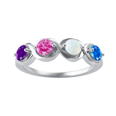 Mother's Custom Birthstone Twist Engravable Family Ring (2-4 Gemstones) 1