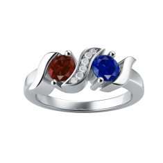 Couple's Custom Birthstone and Created White Sapphire Twist Ring 1