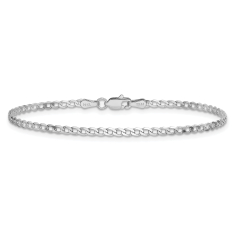 14k White Gold 2.2mm Beveled Curb Chain Bracelet 1