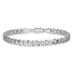 14k White Gold 5.75mm Beveled Curb Chain Bracelet 1