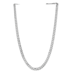 14k White Gold 7.25mm Beveled Curb Chain Necklace 1