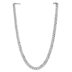 14k White Gold 8mm Beveled Curb Chain Necklace 1