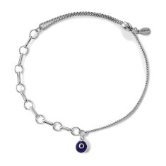 Alex and Ani Evil Eye Bar Ring Pull Chain Bracelet - Sterling Silver