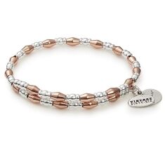 Alex and Ani Thistle Beaded Wrap Bracelet - Shiny Rose Gold and Silver Finish