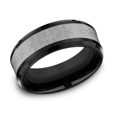 Black Titanium and Tantalum Swirl Center Comfort Fit Band 8mm 1