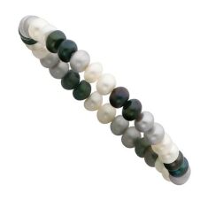 Black, White and Grey Freshwater Cultured Pearl Stretch Bracelet