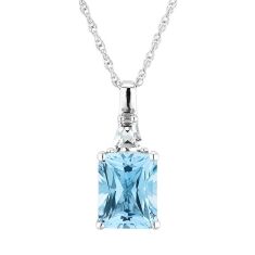 Blue Topaz and Created White Sapphire Pendant