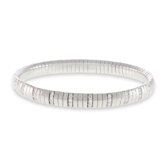 Crivelli 1 1/3ctw Diamond 18k White Gold Stretch Bangle Bracelet 1