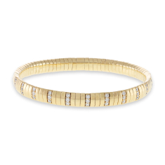 Crivelli 1 1/3ctw Diamond 18k Yellow Gold Stretch Bangle Bracelet 1