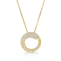 Crivelli 1 1/8ctw Diamond Circle 18k Yellow Gold Pendant Necklace 1