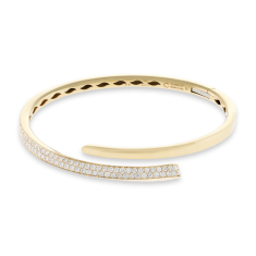 Crivelli 3/4ctw Diamond 18k Pave Yellow Gold Bypass Slim Bangle Bracelet 1