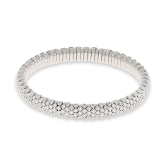 Crivelli 8 1/3ctw Diamond 18k White Gold Multi-Row Stretch Bangle Bracelet 1