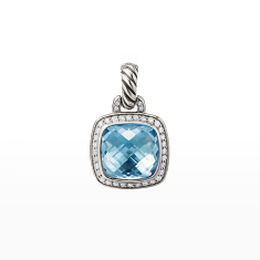 David Yurman Albion Pendant with Blue Topaz and Diamonds, 11mm 1