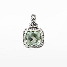 David Yurman Albion Pendant with Prasiolite and Diamonds, 11mm 1